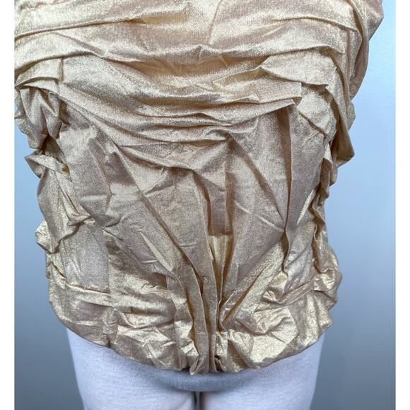 Di Petsa Wetlook High Neck Metallic Gold Top Size XL - Picture 6 of 9